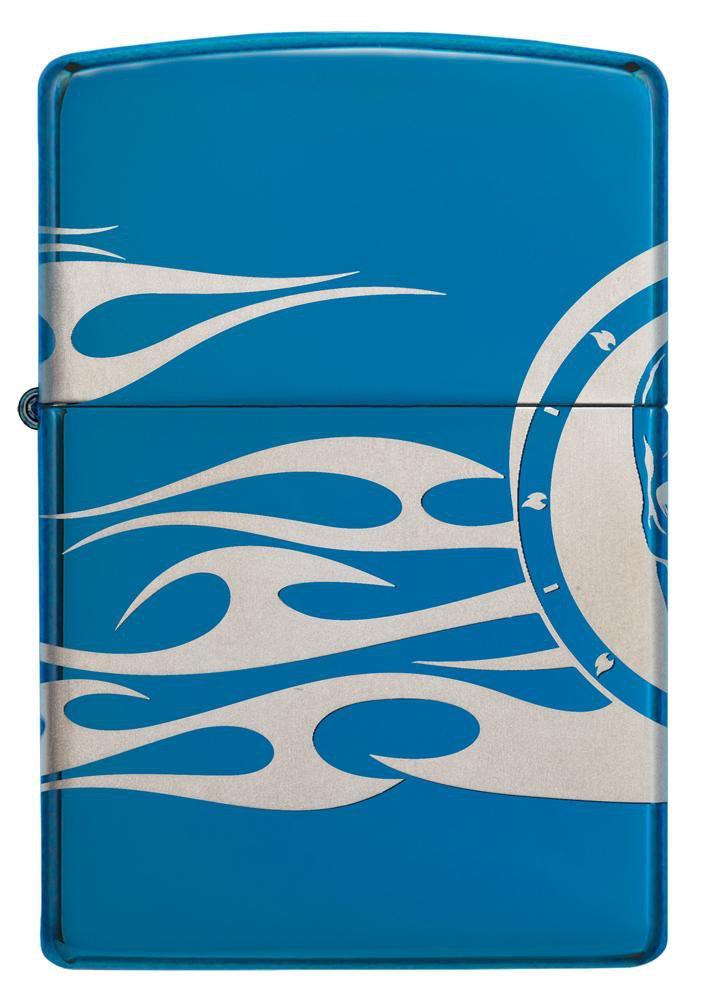 Zippo Tattoo Design High Polish Blue Pocket Lighter Zippo